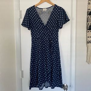 Caution To The Wind Polka Dot Faux Wrap Dress